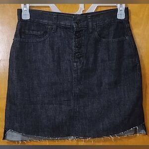 Gap Black Denim Jean Mini Skirt Raw Hem Sz 27